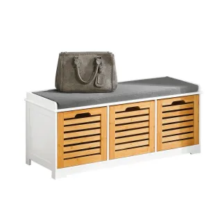 SoBuy Schuhbank, Natur, Holzwerkstoff, 105x43x35 cm, Garderobe, Garderobenbänke, Schuhbänke