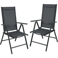 SVITA Klappstuhl 2er Set Gartenstuhl Klappbar (2 St), 2er Set, klappbar, verstellbare Rückenlehne, mit Armlehne, Schwarz