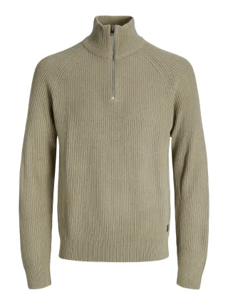 JACK&JONES - JJPANNEL KNIT HALF ZIP AW25 Crockery - Gr. - M