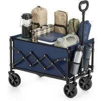 SONGMICS Handwagen altbarer Handwagen/Bollerwagen, Gartenwagen mit Griff, 4 verstärkte Rollen, davon 2 Universalräder, bis 150/180 kg belastbar