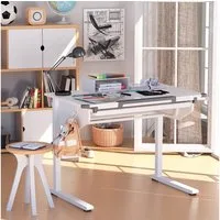 Vicco Schreibtisch Arc, Weiß, 108 x 68 cm höhenverstellbar (1-St)