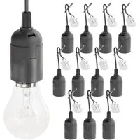 greate. Lampenfassung 12x Baufassung E27 schwarz, Lampenfassung, max. 60W 250V, (12-St)