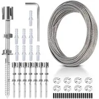 Clanmacy Rankgitter 12M Drahtseil Rankhilfe Edelstahl Set Pflanzen Spalier Rankgitter 3mm