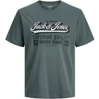 Jack & Jones Rundhalsshirt Jack&Jones T-Shirt Übergröße blaugrau Logoprint