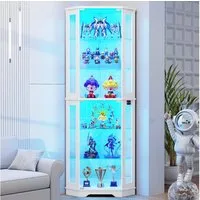 BROTTAR Eckvitrine mit Eckdesign, 6 Ebenen, LED-Beleuchtung, Glastüren, Bewegungssensor (1-St)