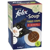 Felix Soup Tender Strips Geschmackvielfalt vom Land 6 x 48 g, für: Katze
