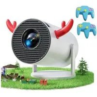 Vivitar Spiele Beamer mit 2 Controller + Android 11, WLAN & Bluetooth Mini-Beamer (Projektor in Cola-Dosen-Größe, Full HD 1080P, 4K-komp., Auto-Keystone)