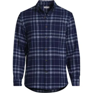 Flanellhemd Flagship, Classic Fit, Herren,  Blau, Baumwolle/Baumwoll-Mischung/Polyester-Mischung, by Lands' End
