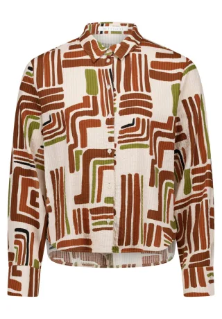 Betty & Co - Gemusterte Cordbluse beige - Gr. - 44