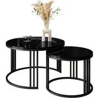 Lookway Couchtisch LORI 2in1 mit Hochglanz Platte (2er Set), Durchmesser: ⌀70 cm und ⌀50 cm