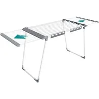 SONGMICS Wäscheständer Standtrockner, mit Sockenhalter, Metall, für Kleidung, Handtücher, ausziehbare Flügel, 22 m Trockenfläche, klappbar, perlweiß-taubengrau