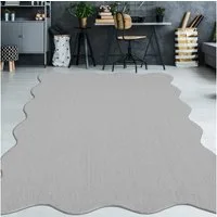 TeppichHome24 Teppich Grau Teppich pflegeleicht moderne Wellenform, rechteckig, Höhe: 19 mm