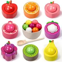 POPOLIC Lernspielzeug Montessori Spielzeug ab 1 2 3 Jahr, Baby Motorikspielzeug (Obst Holzspielzeug für Farbsortierung und Zählen), Geschenk für Mädchen Jungen 1 2 3 Jahre