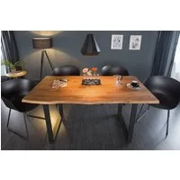 riess-ambiente Baumkantentisch MAMMUT 140cm braun/schwarz - Akazie, Massivholz, U-Gestell, lackiert (Einzelartikel, 1-St), Industrial Design & bis zu 6 Personen – ideal für Dein Loft-Esszimmer