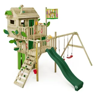 Klettergerüst Smart Treetop mit Rutsche & Doppelschaukel - Stabiler Spielturm aus Massivholz für Garten - Großer Kinderspielplatz - Wickey