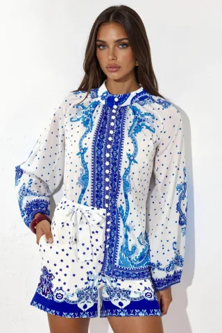 Paisley Woven Spielanzug mit Bindedetail