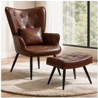 HomeMiYN Ohrensessel Relaxsessel Lehnstühle, Ohrensessel mit Hocker lesesessel, Chair