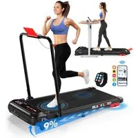 BLACK LORD Laufband 3,0PS Motor, 12 km/h, mit Steigung, Bluetooth App Steuerung, 390mm, 3 Stufen Neigung, LED Display, Fernbedienung, Untertisch