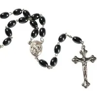 Kassis Geschenkartikel Dekoobjekt Rosenkranz mit ovalen Hämatitperlen, handgemacht, hergestellt in Bethlehem, Gebetskette, Christlicher Schmuck