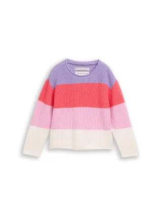 tom tailor kids - Strickpullover mit Colour Blocking coral and purple block stripe - Gr. - 98