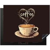 MuchoWow Herd-Abdeckplatte Kaffee - Zitat - Herz - Kaffee, Vinyl, (1 tlg), Herdabdeckplatten für Ceranfeld, Induktionsschutz, 65x55 cm