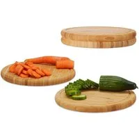 relaxdays Frühstücksbrett Frühstücksbrettchen Set 25 cm, Bambus, (4-St., 4er Set), 4er Pack