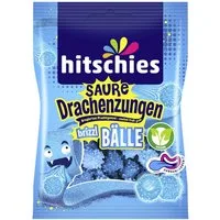 hitschies Süßigkeit, hitschies Saure Drachenzungen brizzl Bälle blau Packung 100g