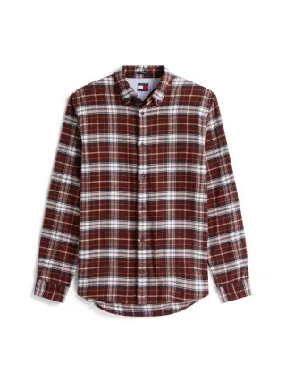 Tommy Jeans - Regular Fit kariertes Flanellhemd braun - Gr. - S
