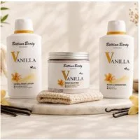Bettina Barty Pflege-Geschenkset Vanilla Geschenkset–Duschgel, Bodylotion, Body Butter & Waschhandschuh Geschenkset