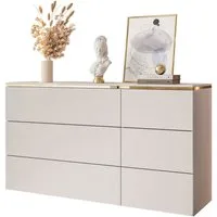 Lookway Kommode AURORA 6S in Kaschmir mit goldener Leiste, Breite: 138 cm