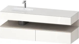 Duravit Qatego Einbauwaschtisch mit Konsolenwaschtischunterbau Weiß Hochglanz 1600x500x600 mm - QA47 QA4795091220010