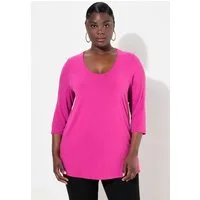 Ulla Popken T-Shirt Shirt tiefer Rundhalsausschnitt 3/4 Arm