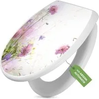 banjado WC-Sitz mit Absenkautomatik Motiv Glitzernde Wiese (umweltfreundliches Material, integrierte Scharniere), 44,5 x 37 x 5 cm