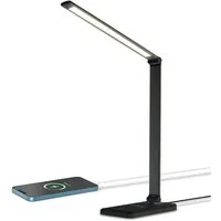 LQWELL Schreibtischlampe LED Schreibtischlampe Dimmbar Metallmaterial, LED fest integriert, 5 Farben & 10 Helligkeitsstufen Augenfreundliche Nachttischlampe, USB-Aufladung, Touch-Steuerung & Memory-Funktion