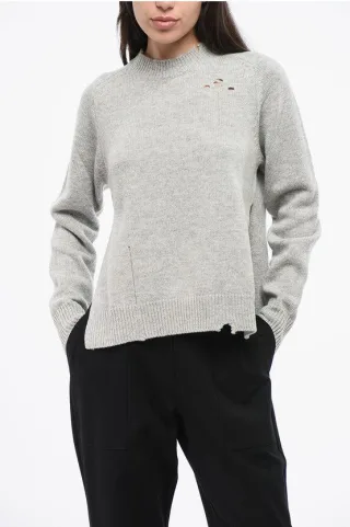 MM1 MM10 – Grauer Wollpullover mit Distressed-Effekt