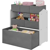 EUGAD Kinderregal, 1-tlg., Aufbewahrungsboxen aus MDF Vliesstoff, Weiß+Grau