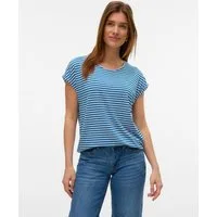 Vero Moda Rundhalsshirt VMAVA PLAIN SS TOP STRIPE GA JRS NOOS Materialmix, regular fit