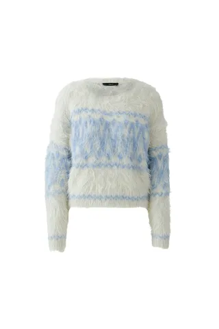 Oui - Pullover white blue - Gr. - 44
