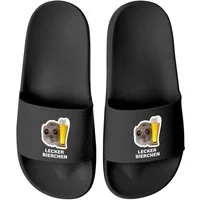 MoonWorks Badeschlappen Herren Damen Unisex mit Spruch Lecker Bierchen Badesandale