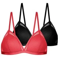 Dorina Bralette Lamina (2er Pack) leicht gepolstert, gestreifter Netzbesatz, ohne Bügel