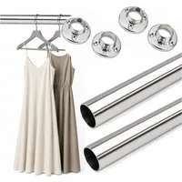 HOOZ Kleiderstange Schrankrohr Rund Ø 24 mm Stahl inkl. Halter Silber 1er Set 80cm (Set, 2 St., 2 Garderobenstange inkl. 4 Halter), Innensechskant-Madenschraube zur sicheren Rohrfixierung