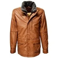 Zimmert Leather Lederjacke Eddi Parka, Westeneinsatz herausnehmbar, Cognac Braun, Schwarz