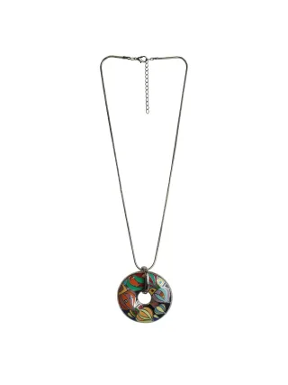 Steuer Modeschmuck Anhänger mit Kette Donutanhänger bunt emailliert