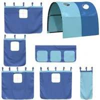 vidaXL Bett Vorhänge für Hochbett mit Tunnel Blau Polyester