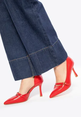 Wittchen Damen-Pumps aus rotem Leder mit Riemen