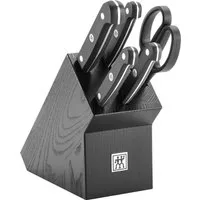Zwilling Messerblock Gourmet (6tlg), Messerblock mit 4 Messern + 1 Schere, Buche, Sonderschmelze, Schwarz