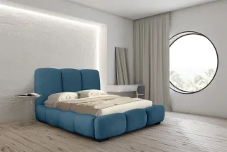 Polsterbett Doppelbett GRACIA 180x200cm in Stoff Allora Blau