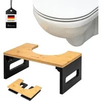 eluno Fußhocker Toilettenhocker, aus Bambus, platzsparend zusammenklappbar