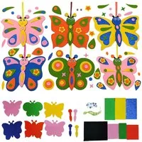 CLTYQ Kreativset Bastelnaturmaterial Filzbastelset,Schmetterlings-Frühlings-Bastelset, (6-tlg), Kindergeburtstag 3–7 Jahre,DIY Schmetterlings-Bastelset,Ostergeschenke