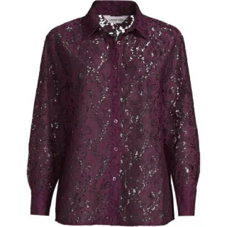 Spitzenbluse aus Baumwoll-Mix, Damen,  Rot, Baumwolle/Polyester, by Lands' End